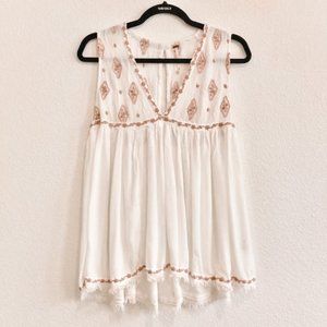 Free People Floral Embroidered Flowy Tank